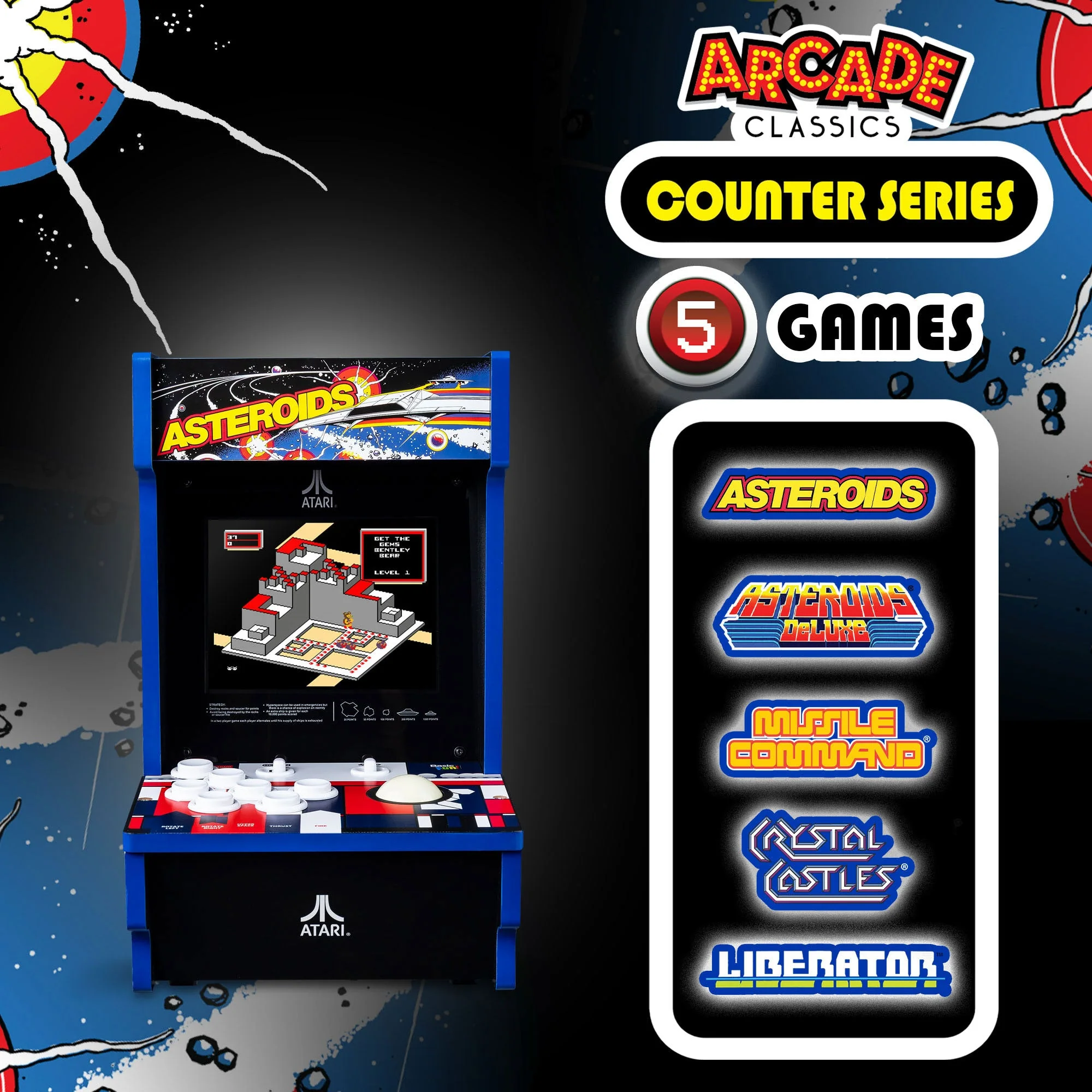ARCADE CLASSICS – ASTEROIDS COUNTER SERIES, 5 GAME CABINET - Image 3