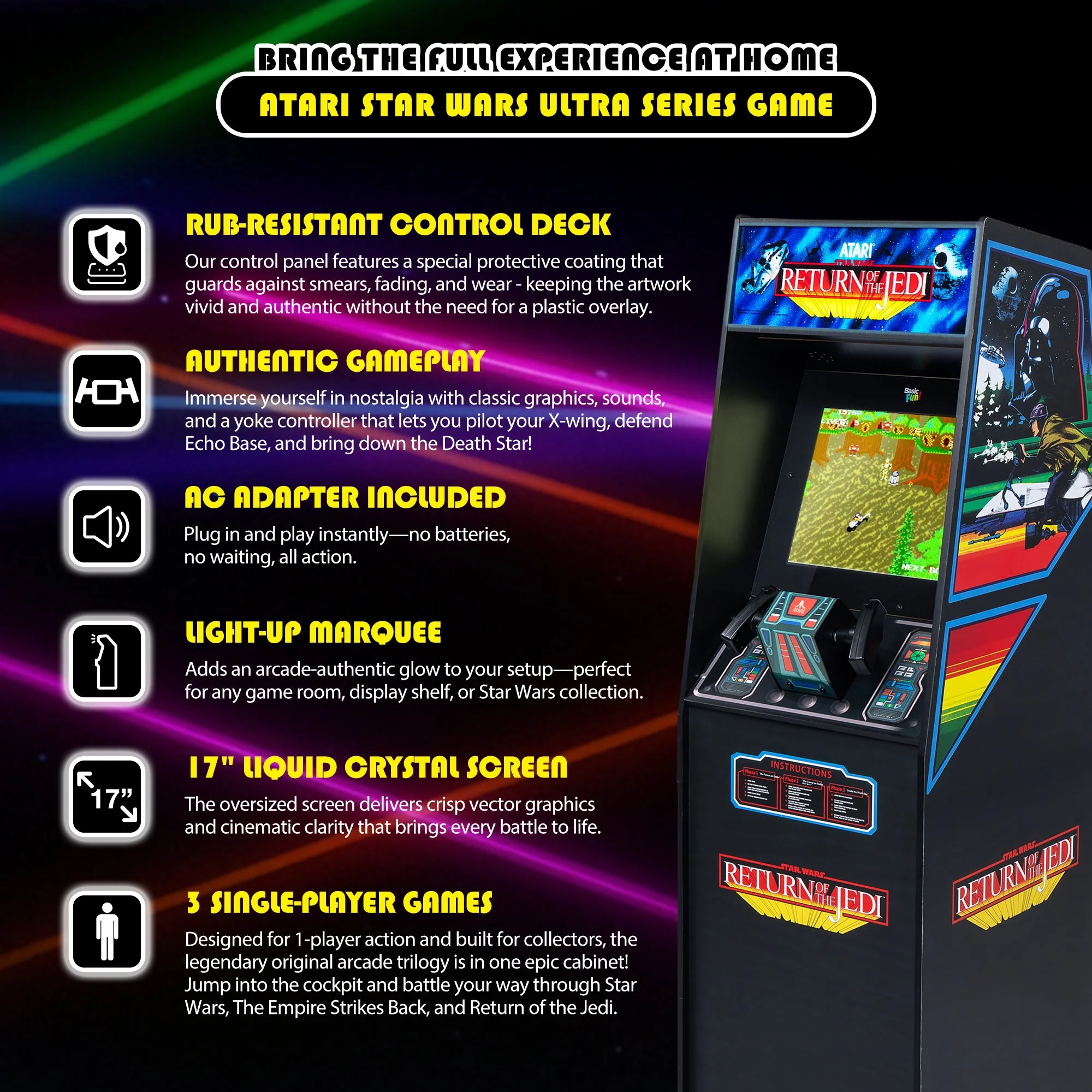 ARCADE CLASSICS – ATARI STAR WARS ULTRA SERIES, 3 GAME CABINET - Image 9