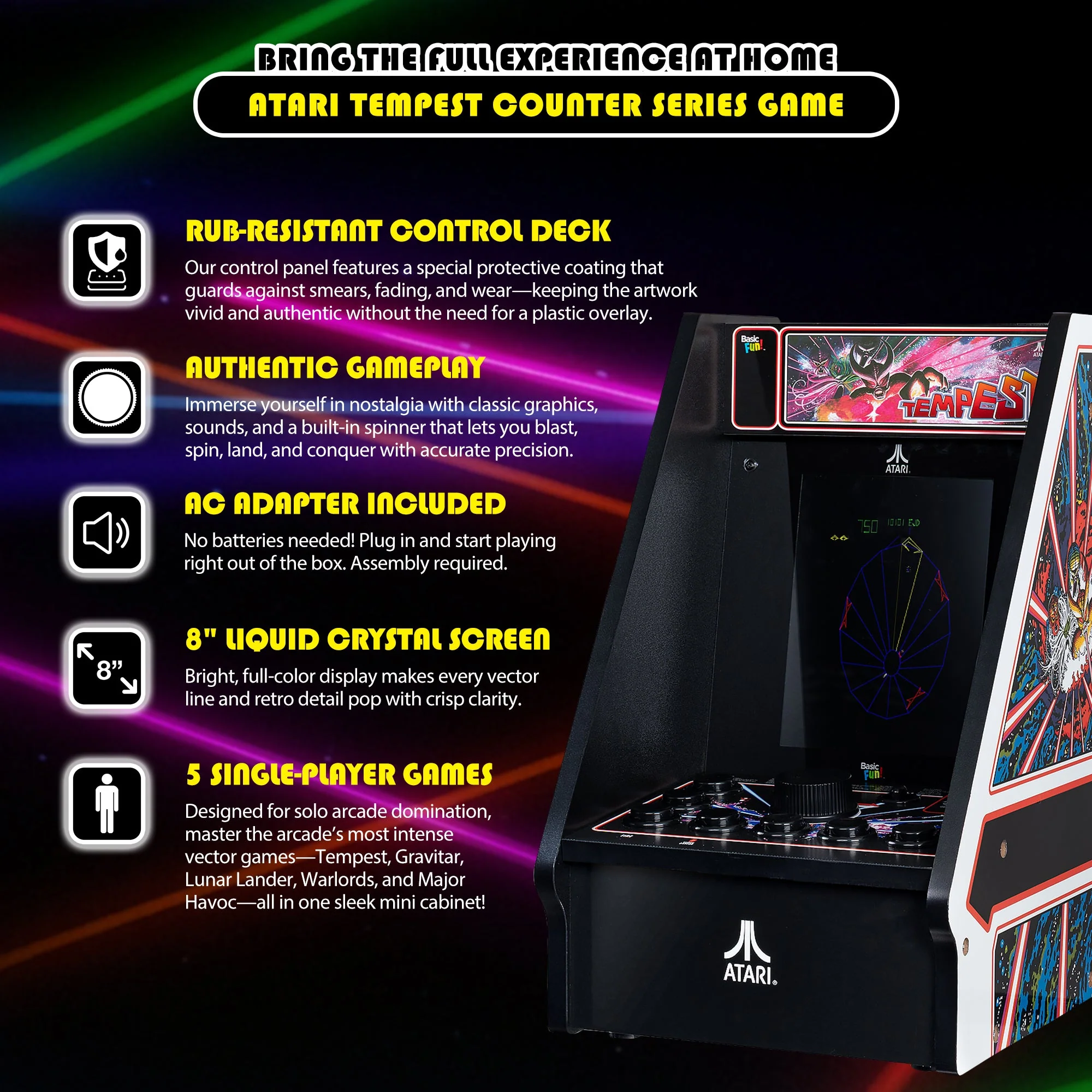 ARCADE CLASSICS – TEMPEST COUNTER SERIES, 5 GAME CABINET - Image 4